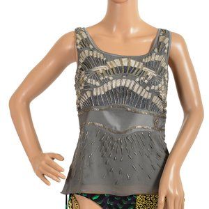 John Galliano Embellished 100% Silk Top